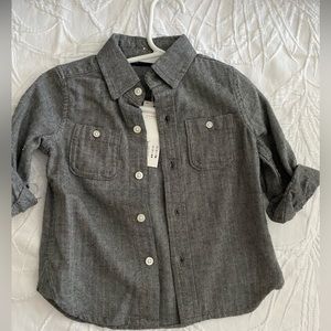 Janie and Jack - size 12/18 months - gray herringbone button up